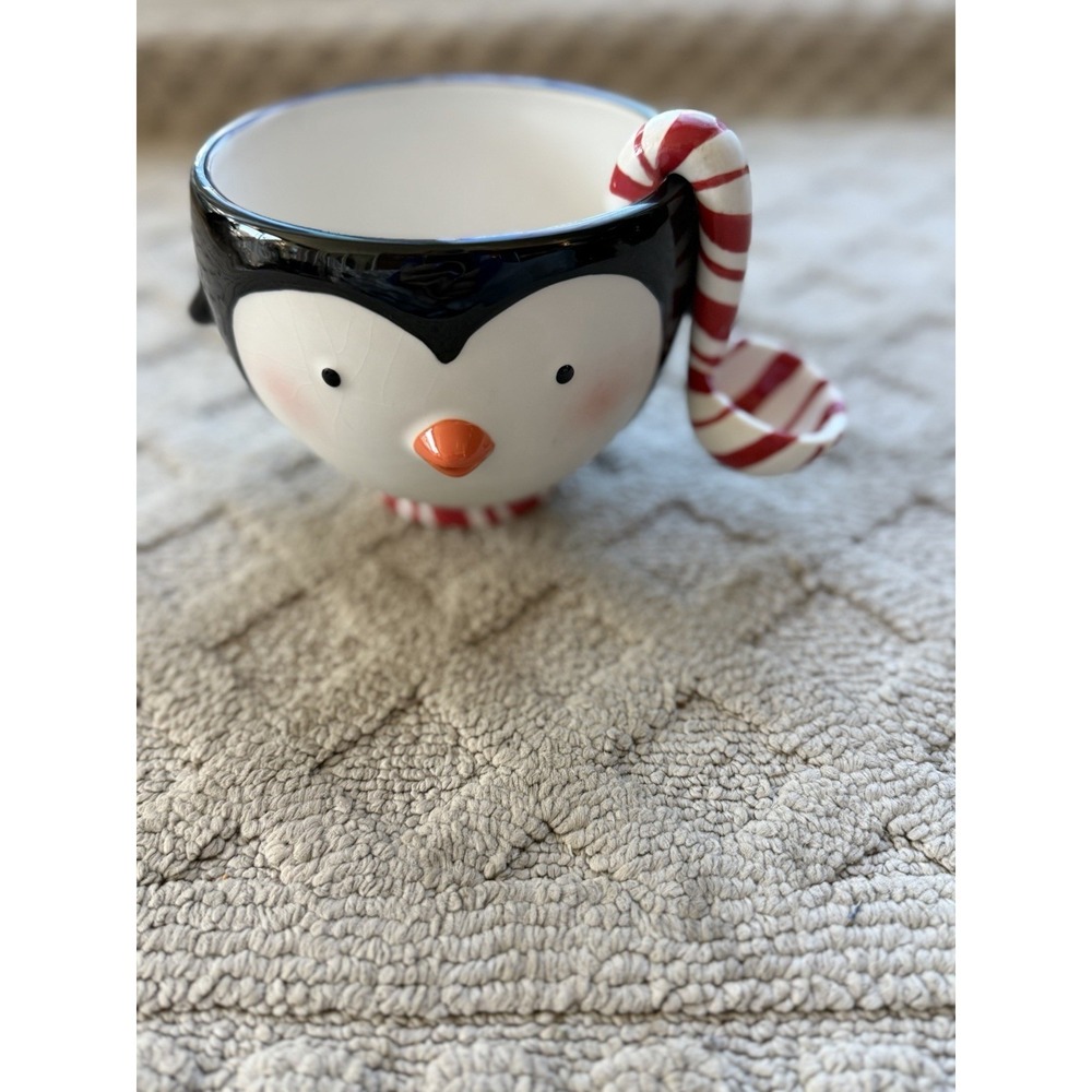Hallmark Penguin Treat Bowl With Candy Cane Spoon Christmas Decor